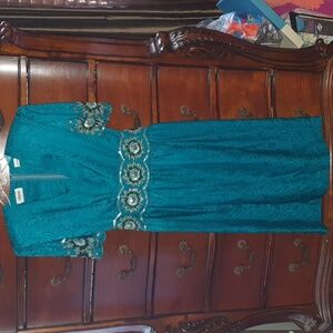 Vtg 80s Sequin Waist Flower Silk Dress